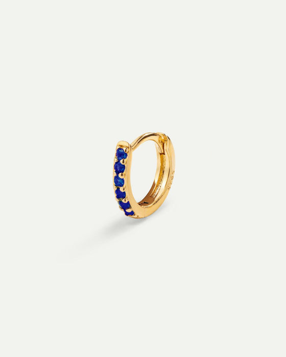 BRIGHT BLUE AND GOLD HOOP EARRINGS