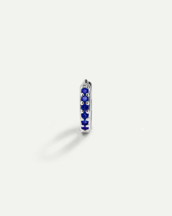 BRIGHT BLUE SILVER HOOP EARRINGS