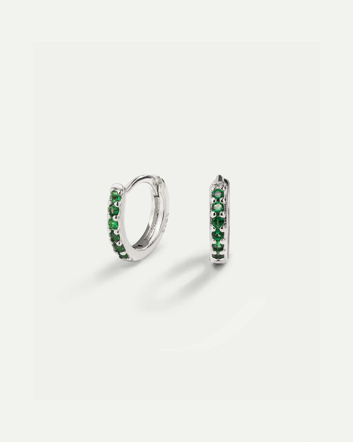 PENDIENTES HOOPS BRIGHT GREEN MINI SILVER