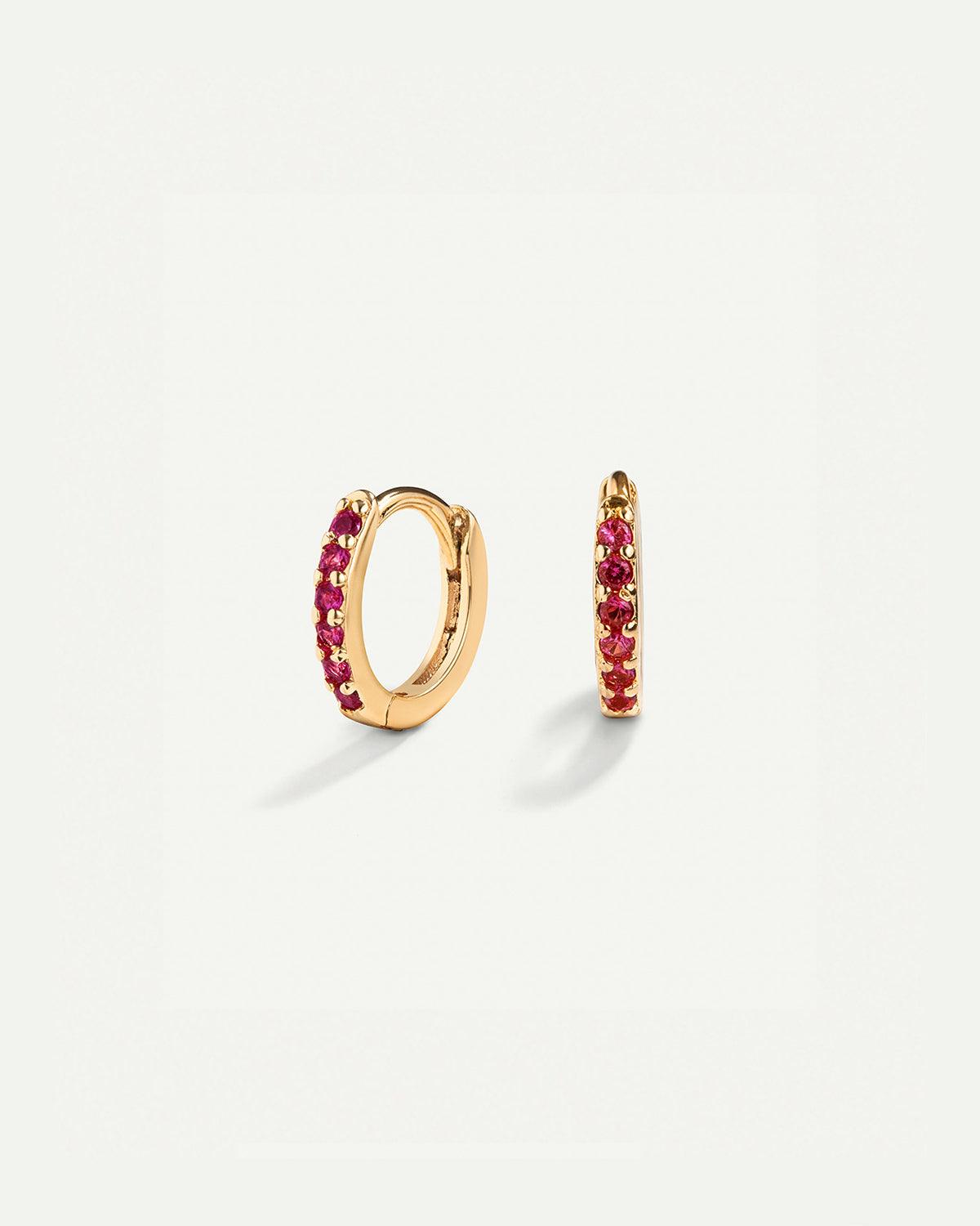 PENDIENTES HOOPS BRIGHT PINK MINI GOLD