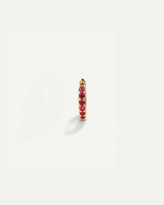BRIGHT PINK MINI GOLD HOOP EARRINGS