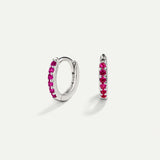 BRIGHT PINK SILVER HOOPS EARRINGS