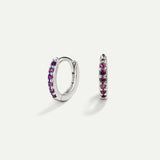 HOOPS BRIGHT PURPLE SILVER EARRINGS