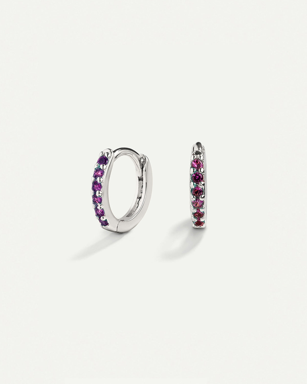 PENDIENTES HOOPS BRIGHT PURPLE SILVER