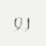 RAINBOW MINI SILVER HOOPS EARRINGS