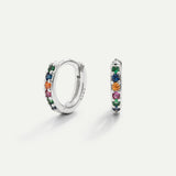 RAINBOW SILVER HOOPS EARRINGS