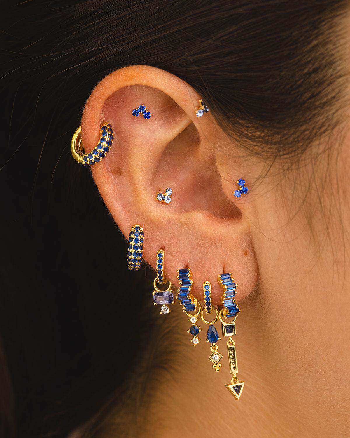 PENDIENTES HOOPS BRIGHT BLUE SILVER