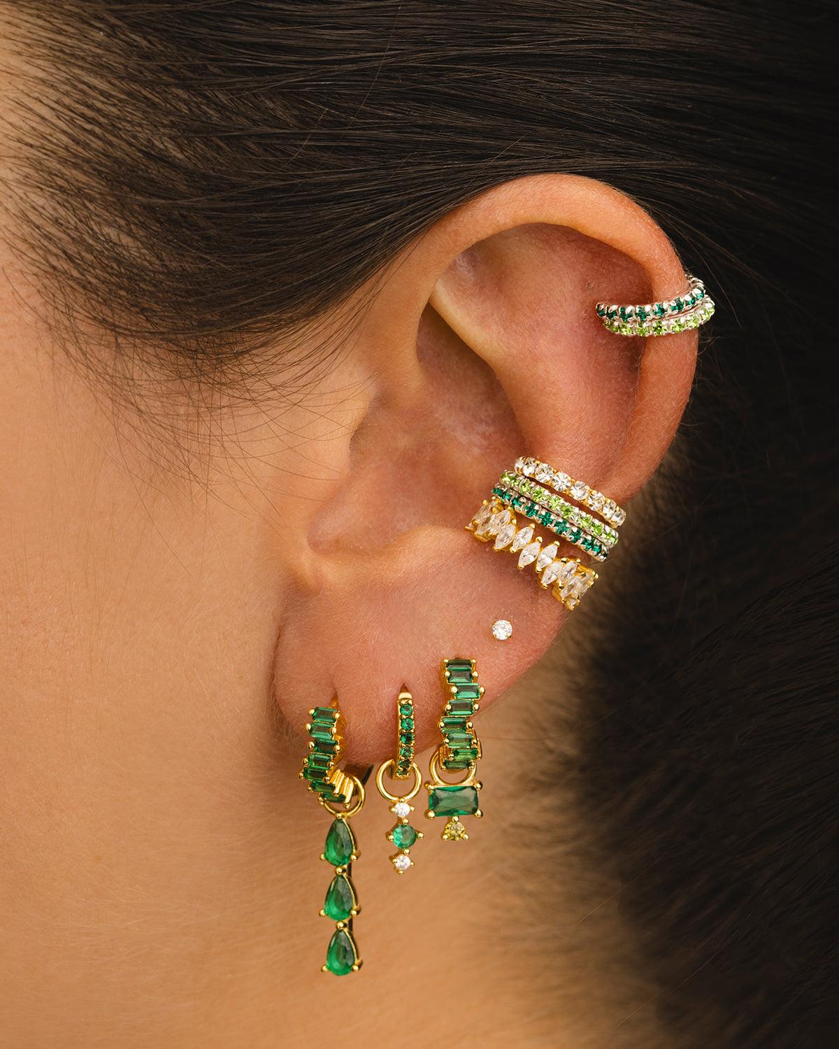 PENDIENTES HOOPS BRIGHT GREEN SILVER