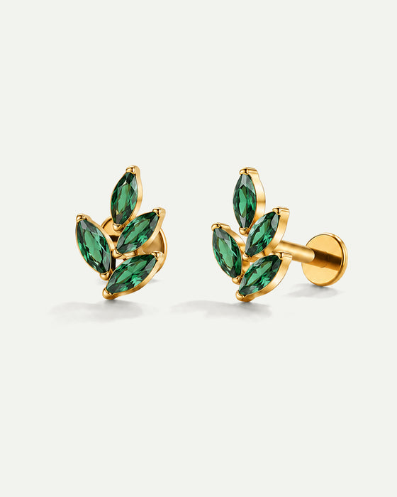 LEAVES BRIGHT MINI GREEN GOLD PIERCING