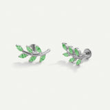 PIERCING FEUILLES VERT BRILLANT ARGENT