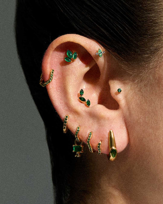 PIERCING IRIA VERDE ARGENTO