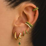 PENDIENTES HOOPS BRIGHT GREEN MINI GOLD