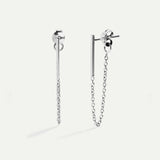 SILVER STICK CHAIN ​​EARRINGS