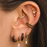 PENDIENTES HOOPS BRIGHT BLACK SILVER