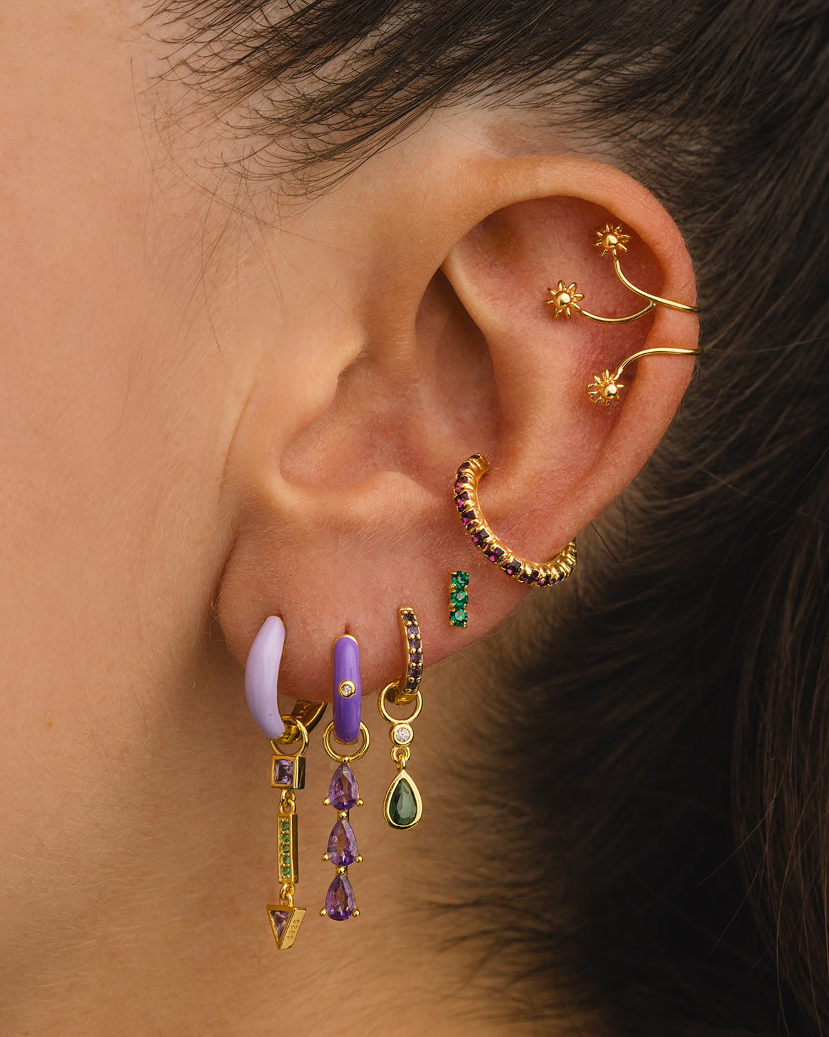 BOUCLES D'OREILLES BELMA EN OR VIOLET