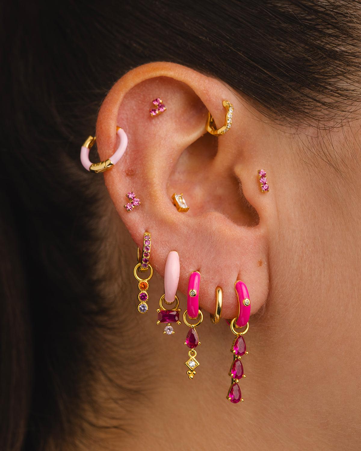 PENDIENTES HOOPS BRIGHT PINK GOLD