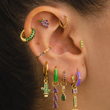 PURPLE GOLD FACE EARRINGS