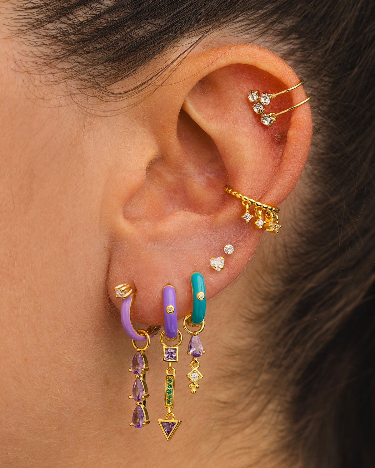 CERES PURPLE GOLD EARRINGS