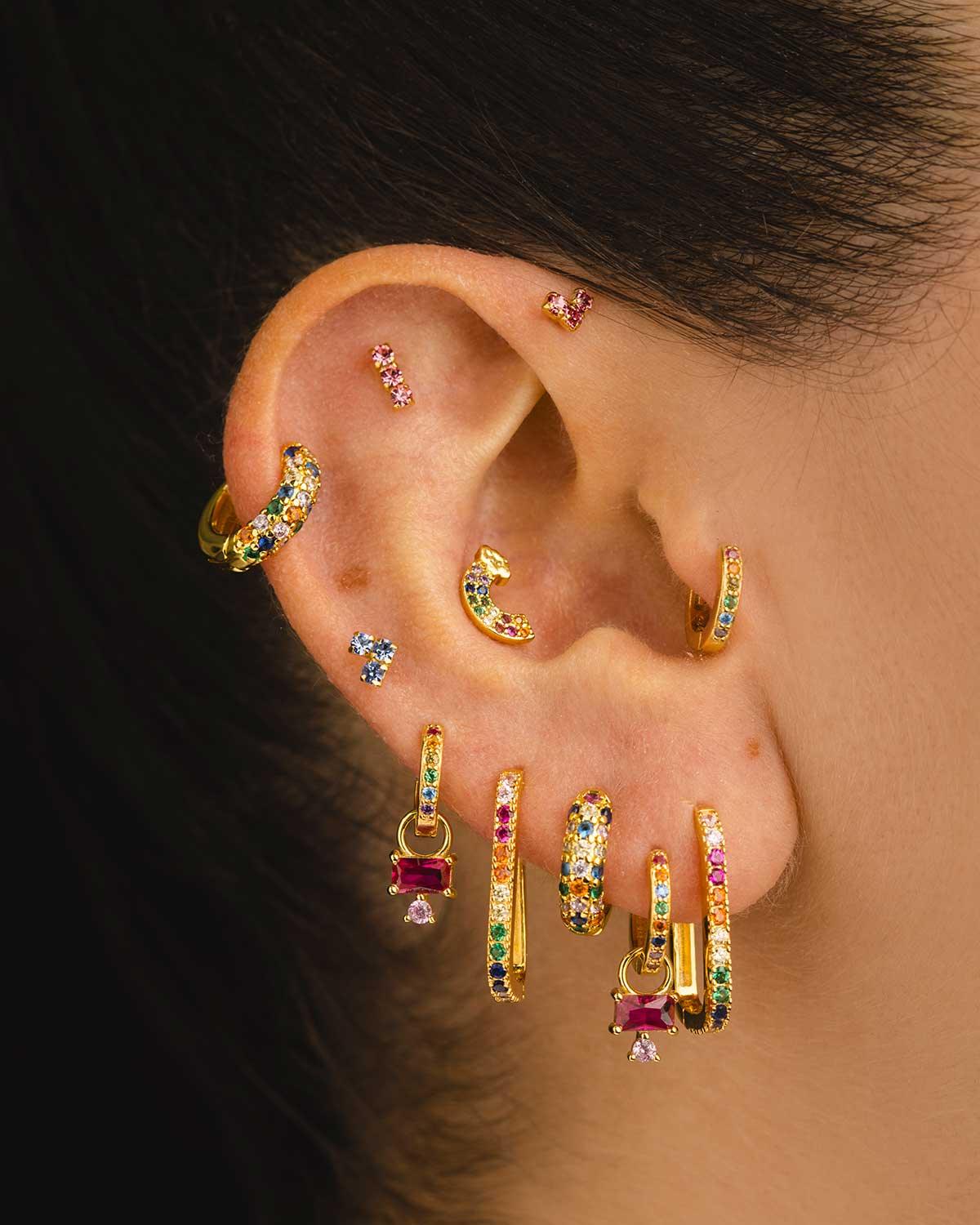 PENDIENTES HOOPS RAINBOW GOLD