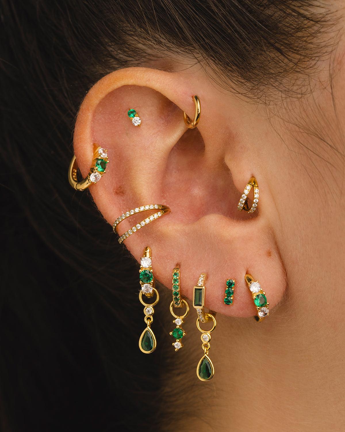 PENDIENTES HOOPS BRIGHT GREEN SILVER