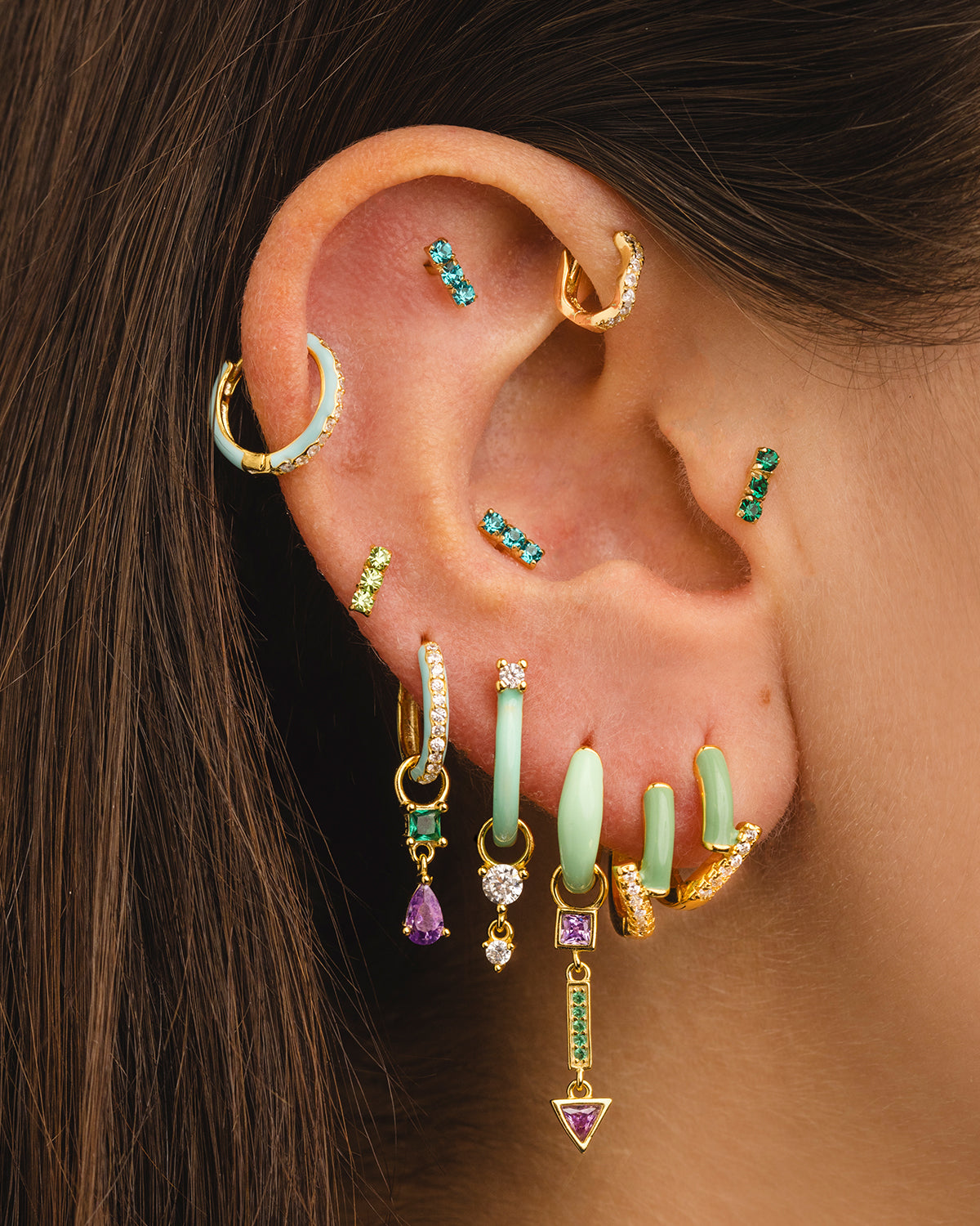 BOUCLES D'OREILLES ELDA EN OR VERT