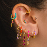 FUCHSIA GOLD FACE EARRINGS