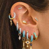 BOUCLES D'OREILLES VENUS OR BLEU