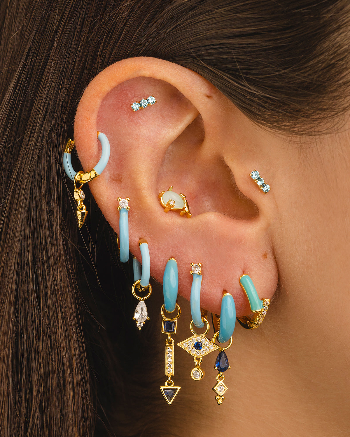 VENUS BLUE GOLD EARRINGS