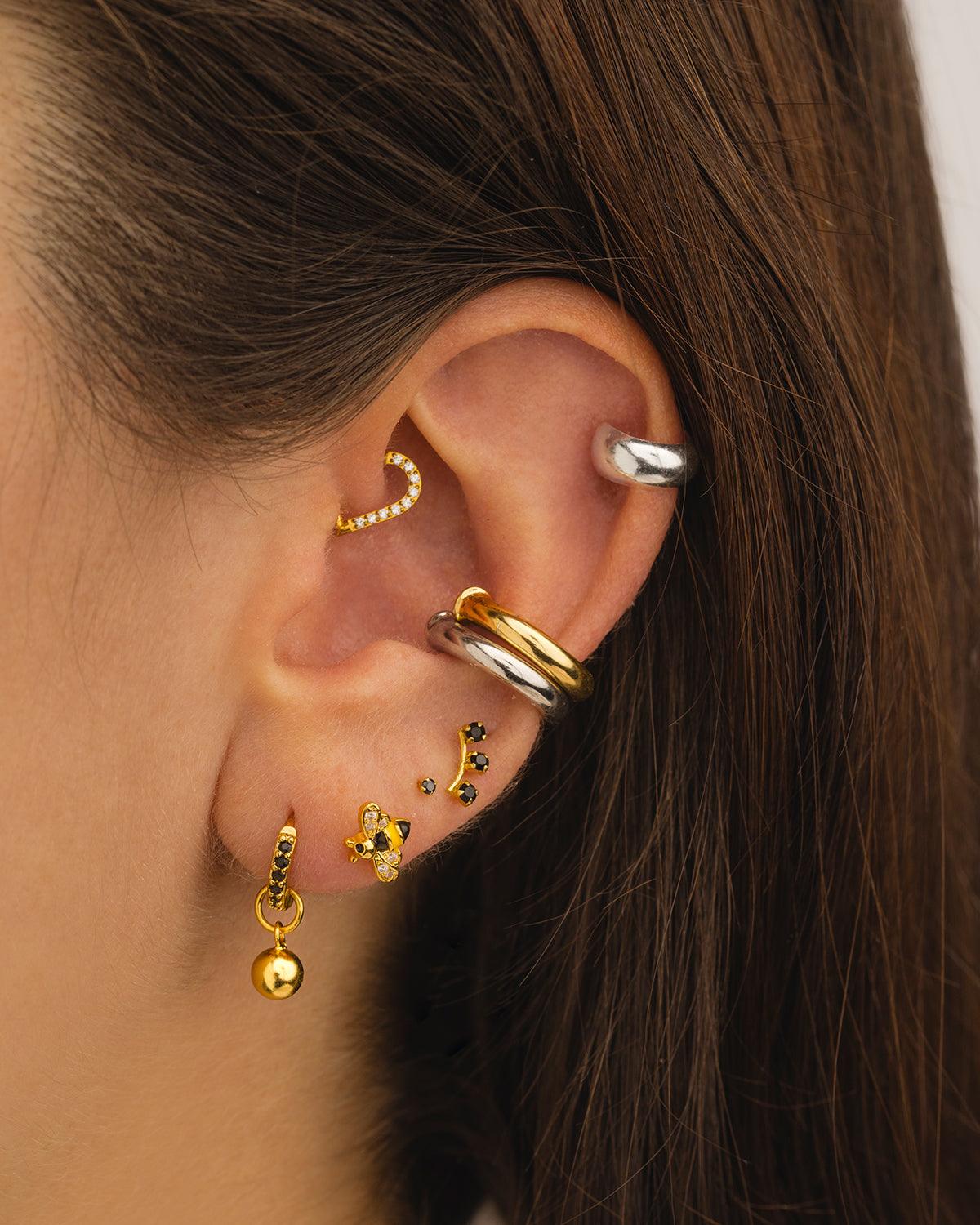 PENDIENTES HOOPS BRIGHT BLACK SILVER