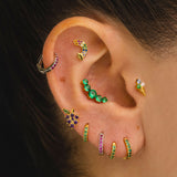 PENDIENTES HOOPS BRIGHT GREEN MINI GOLD
