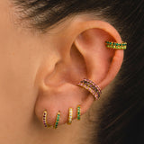 PENDIENTES HOOPS BRIGHT GREEN MINI GOLD