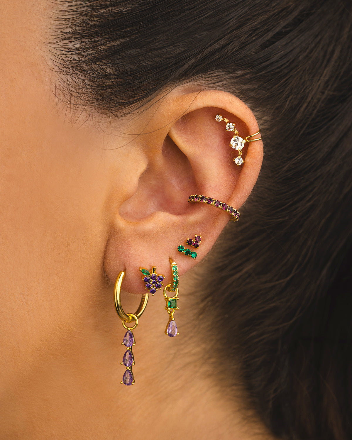 BOUCLES D'OREILLES VIERGE VIOLET ARGENT