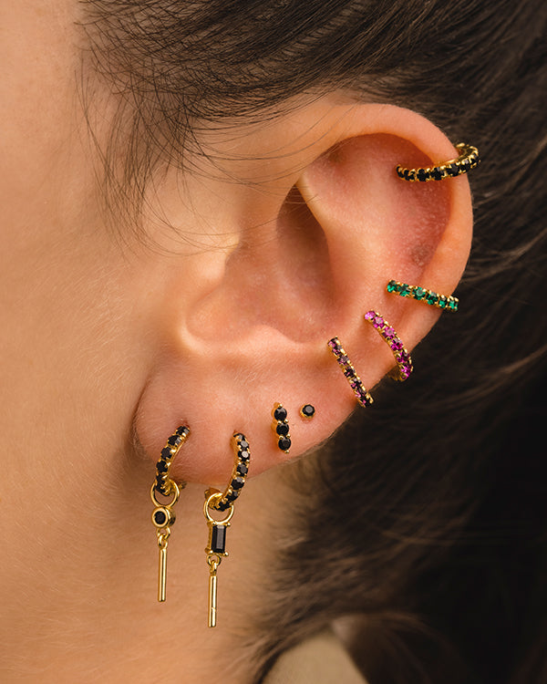 ARLA MINI BLACK GOLD EARRINGS