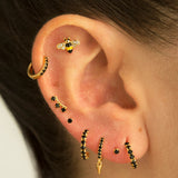 BRIGHT BLACK GOLD HOOPS EARRINGS