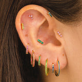 PENDIENTES HOOPS BRIGHT GREEN SILVER