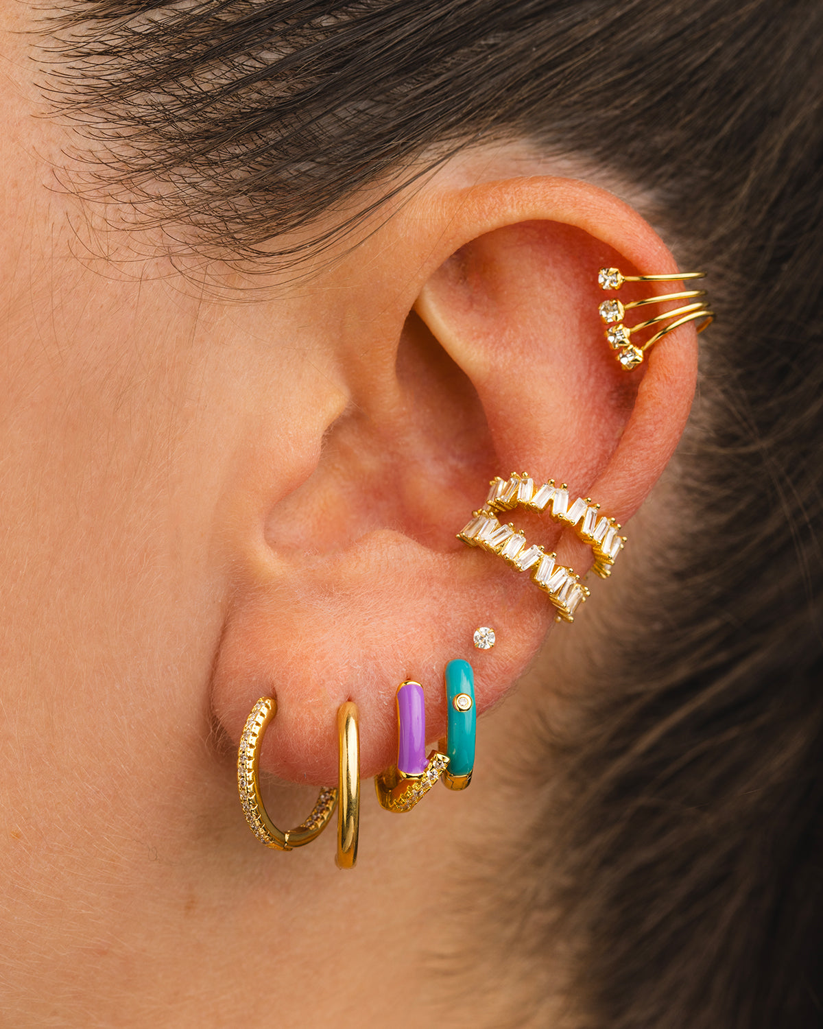 ELDA PURPLE GOLD EARRINGS