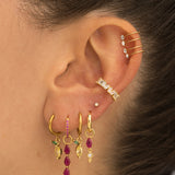 BRIGHT PINK GOLD HOOPS EARRINGS