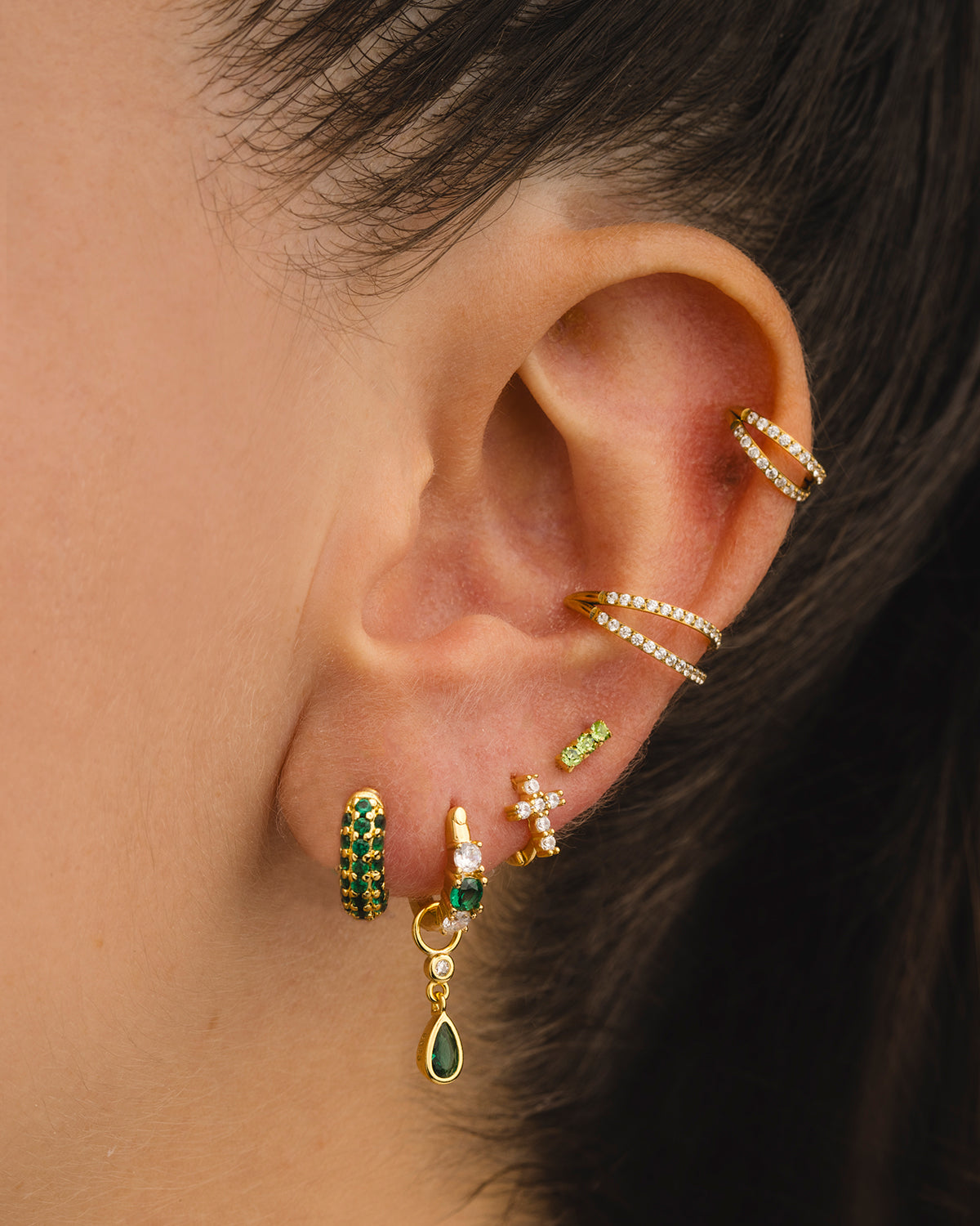 BOUCLES D'OREILLES DANA EN ARGENT VERT