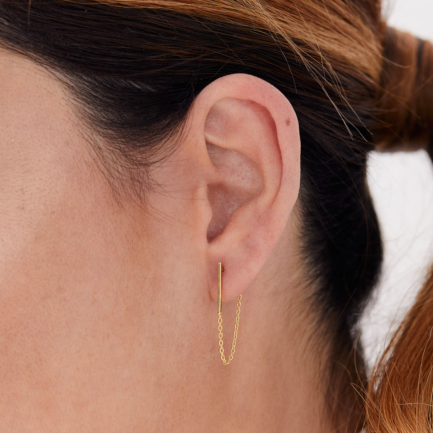 BOUCLES D'OREILLES CHAÎNE BÂTON EN ARGENT