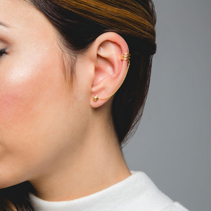 BOUCLES D'OREILLES HARI CHAIN STAR DUO OR