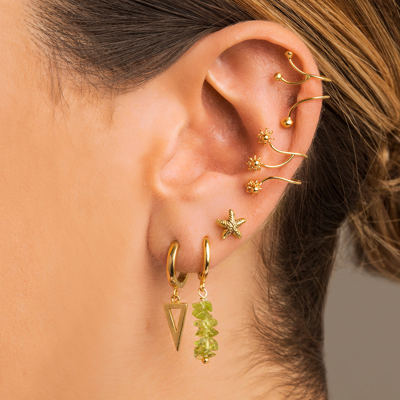 Modelo Oreja Pendientes Ear Cuff Ivy Flower Plata de Ley 925