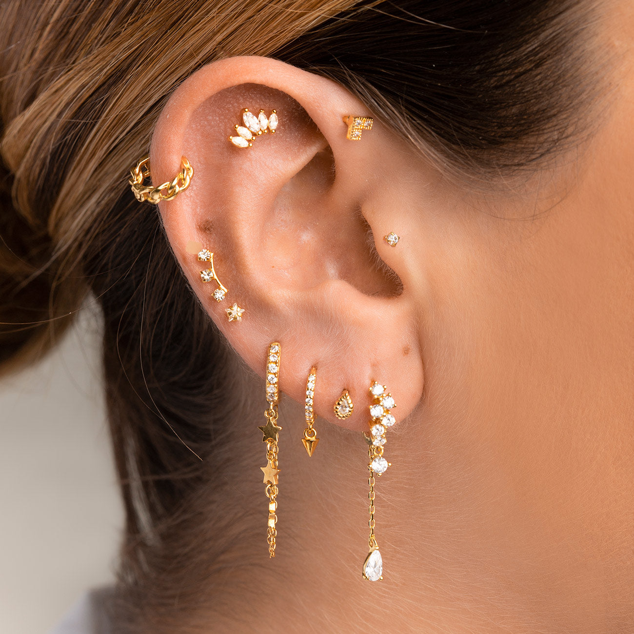 HOOPS CHAIN ​​ROSE GOLD EARRINGS