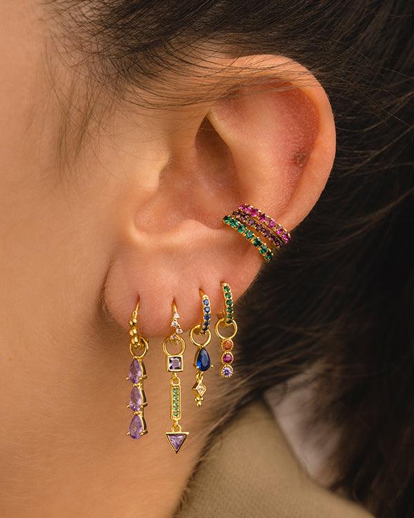 PENDIENTES HOOPS BALLS GOLD
