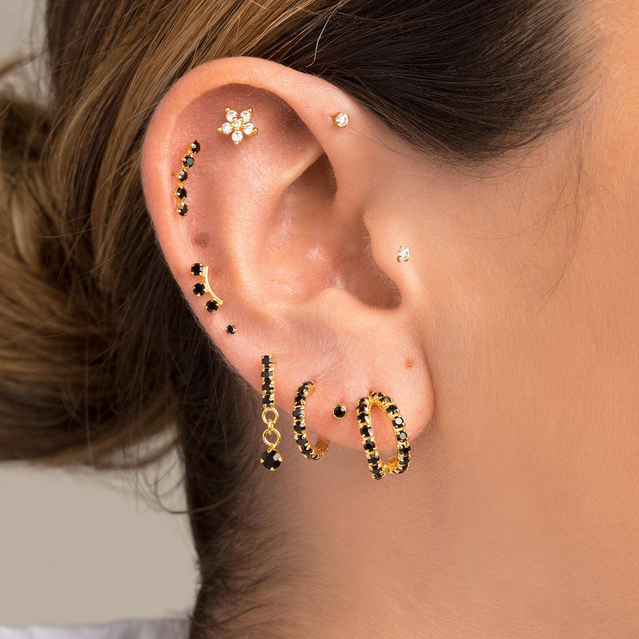 Orecchini Cerchio Oro Con Zirconi - Donna E Uomo, Placcati Orecchini Cerchio Oro Con Zirconi - Donna E Uomo, Placcati