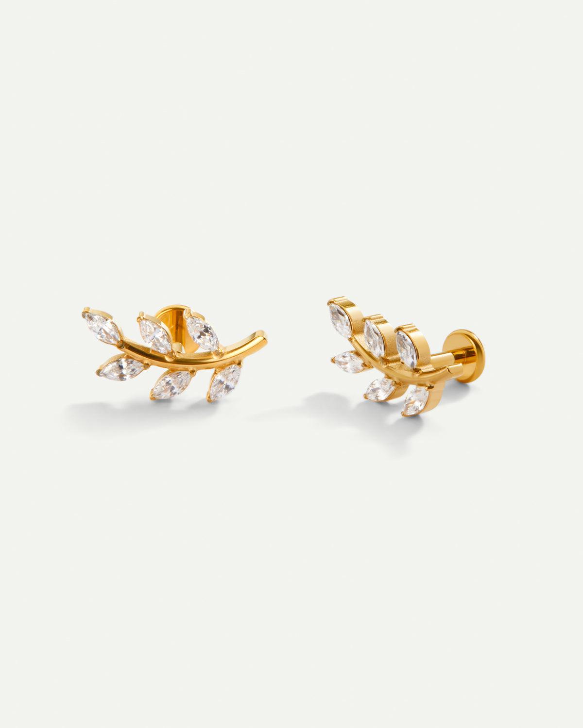 PIERCING BLÄTTER HELLES GOLD