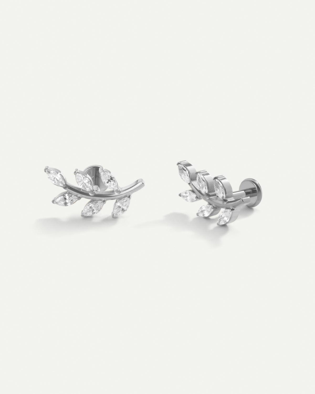 PIERCING BLÄTTER HELLES SILBER