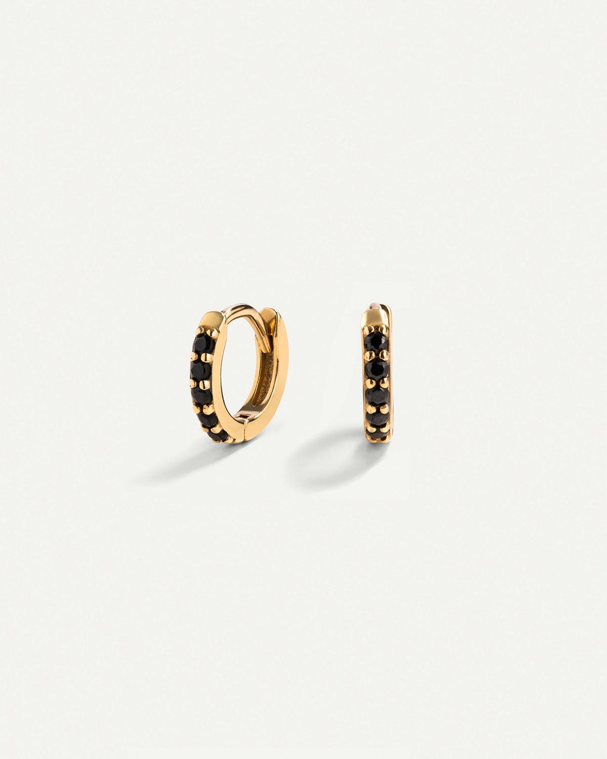 CREOLEN SCHWARZ MINI GOLD OHRRINGE