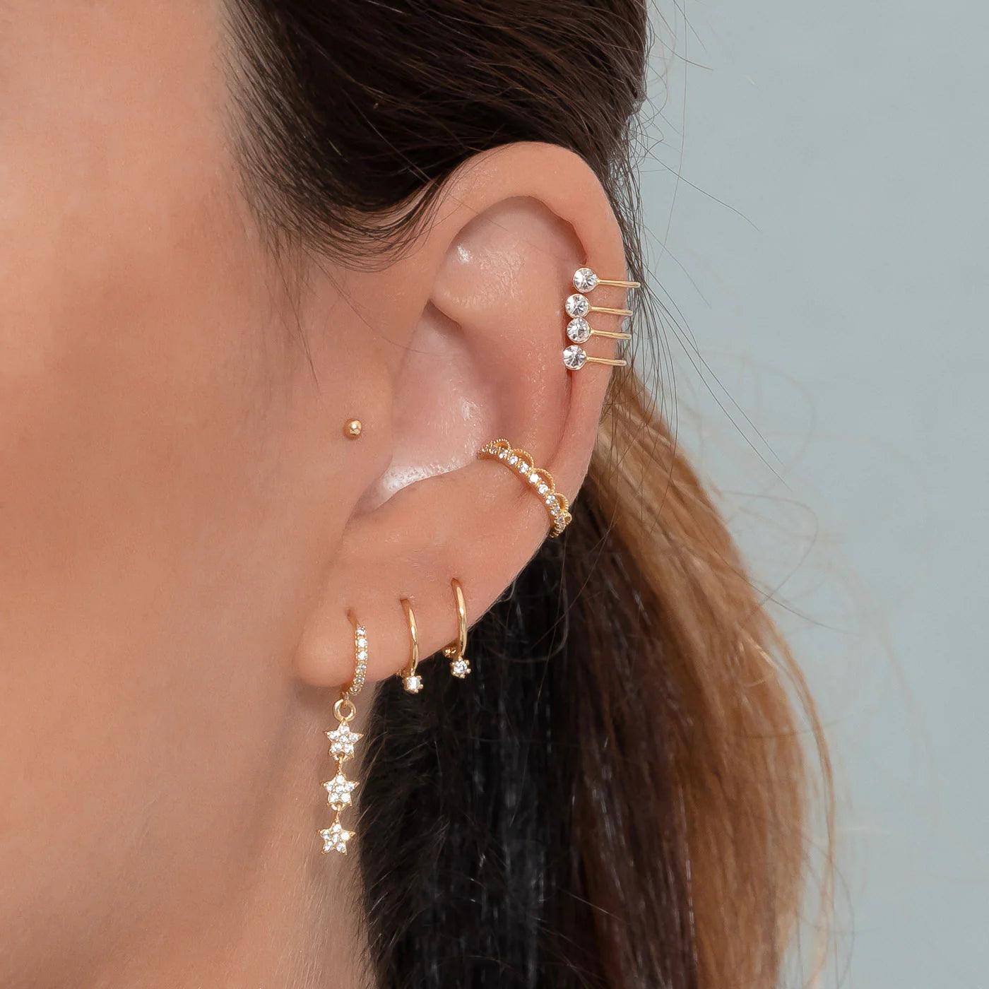 Piercing tragus in a woman with specific care for proper healing.