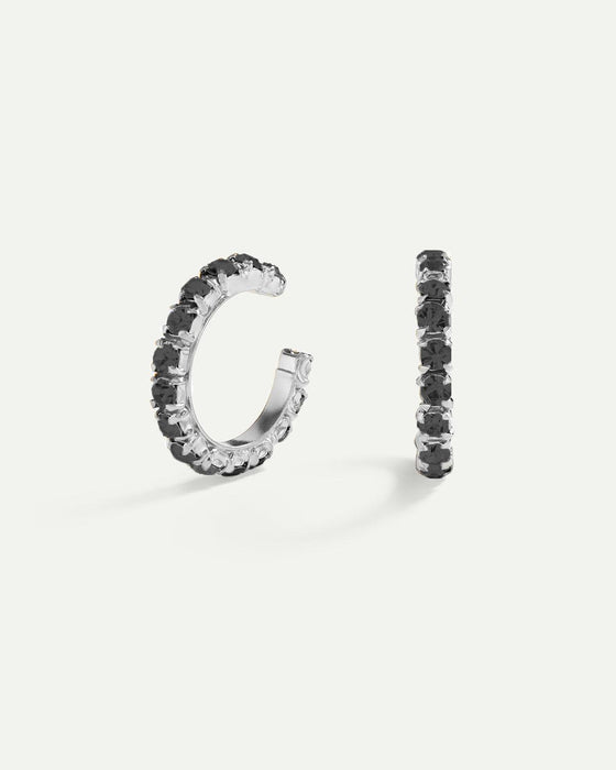 ARLA MINI BLACK SILVER EARRINGS