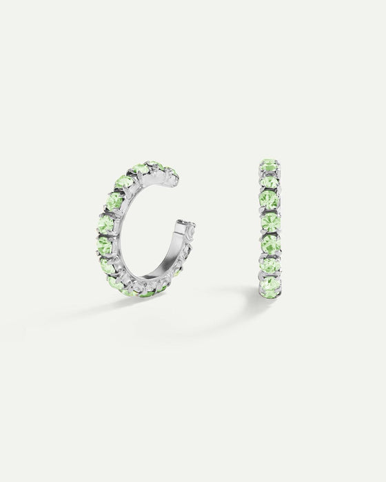 ARLA MINI GREEN LIGHT SILVER EARRINGS